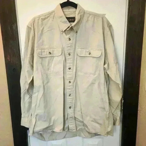 Gander Mountain Other - VINTAGE Gander Mountain Men's Long Sleeve Cotton Shirt - Size Large - Cream